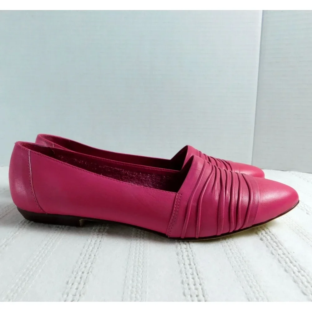 Brass Plum Shoes Nordstrom NEW 7-7.5 Vintage Hot Pink Flats Fuchsia Leather 8.5